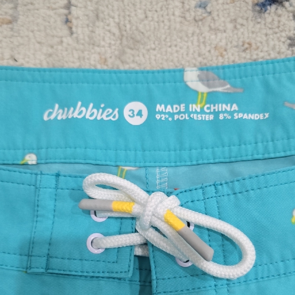 Chubbies‎ Turquoise Seagull Swim Trunks Men’s Size 34 Beach Pool - Picture 2 of 5